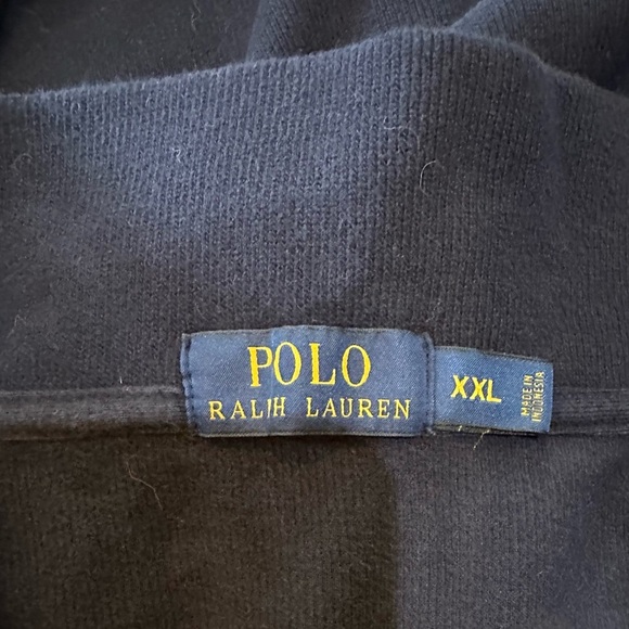 POLO RALPH LAUREN XXL Washed Navy Blue Mesh Knit 1/4 Quarter Zip R $138 - Picture 2 of 6